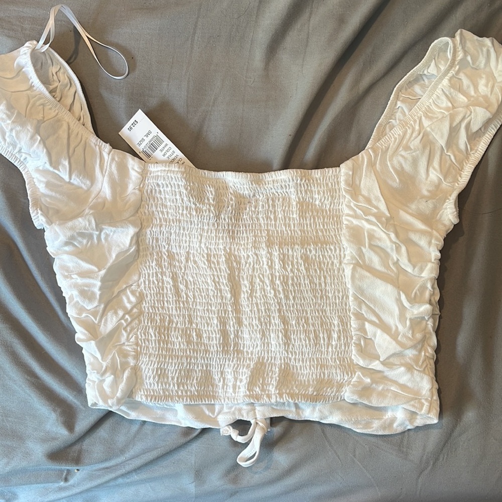 White Ruffled Crop Top - Picture 2 of 3